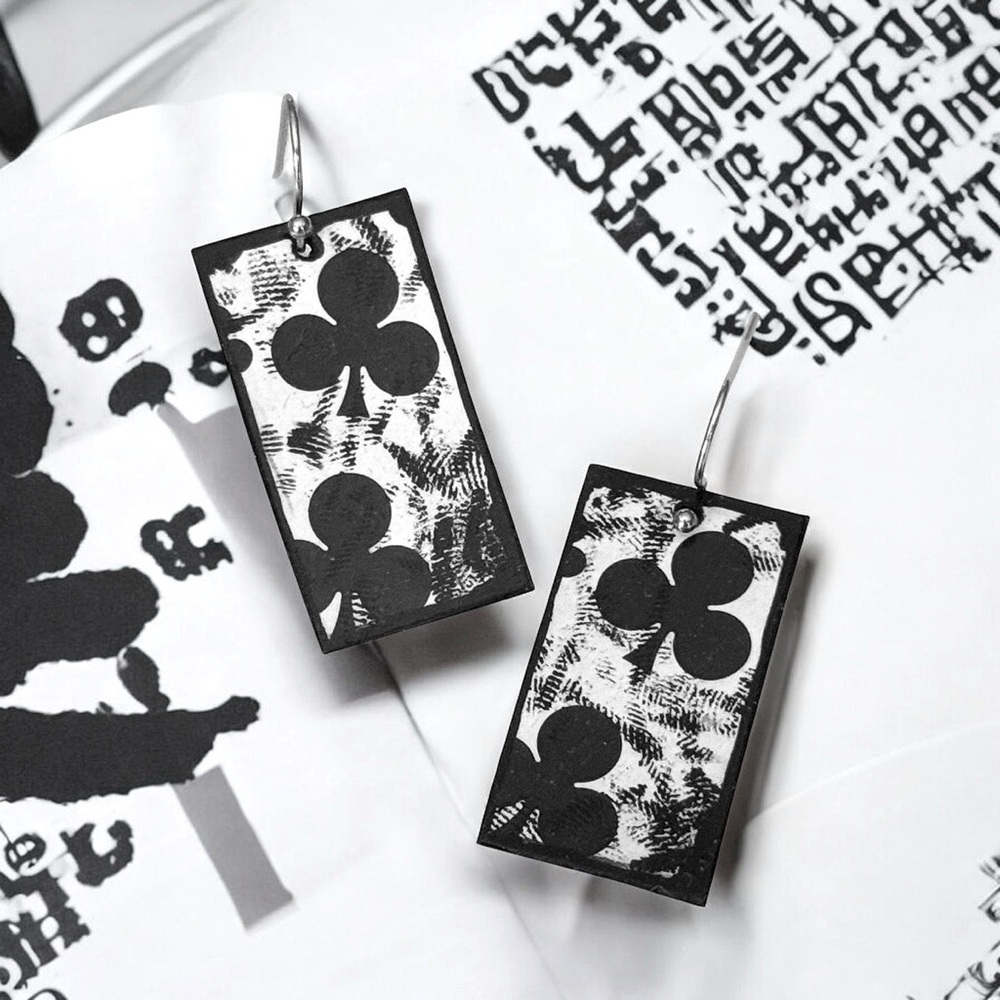 5 For $25💫Cool Playing Card Clubs Earrings